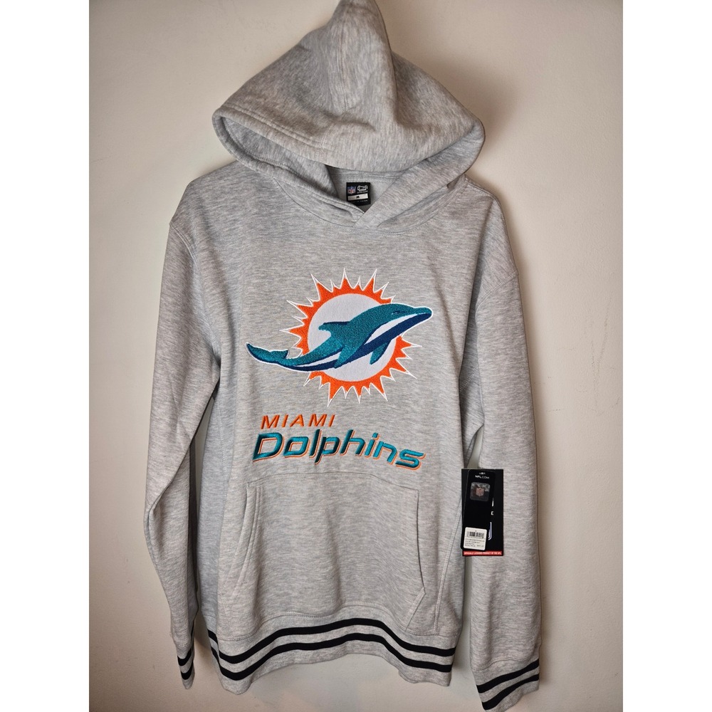 NFL Ultra Game Miami Dolphins Mens Hoodie Gray Medium